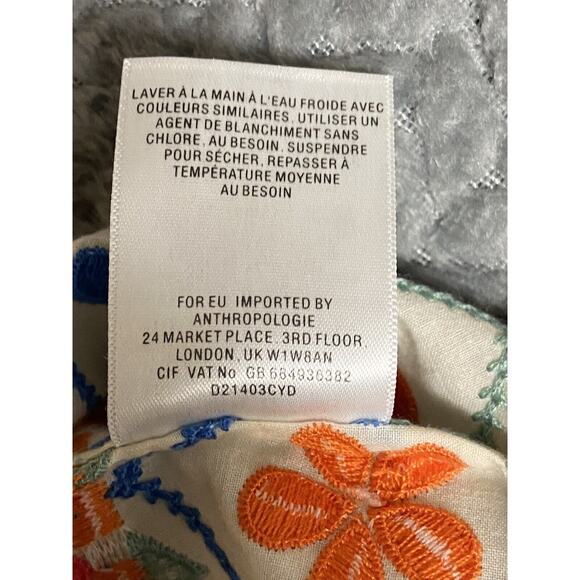Anthropologie Daniel Rainn Penelope M Embroidered Top Floral Boho Dainty Vented - Picture 7 of 11